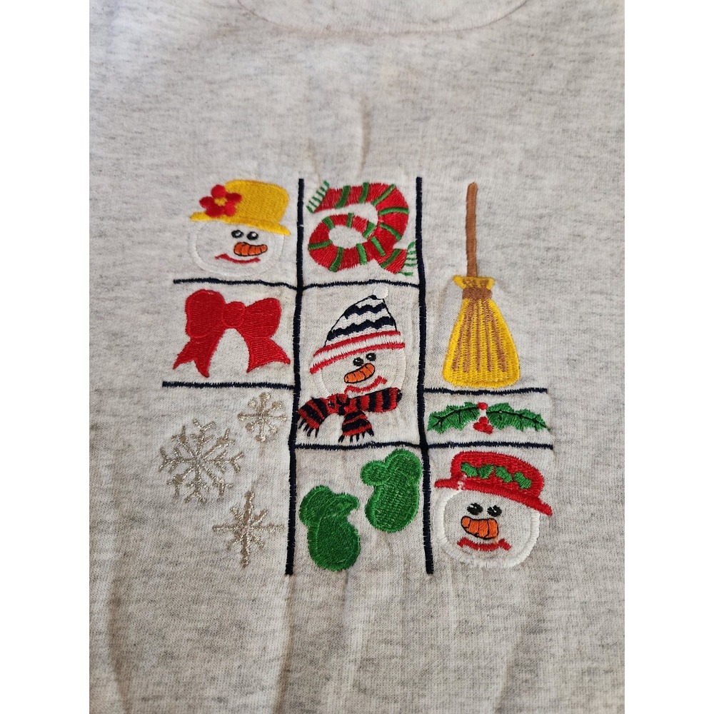 90s/00s Gray Snowman Theme‎ Sweatshirt - Picture 4 of 5